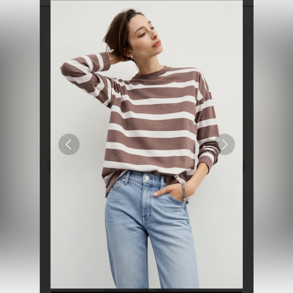 AYR The Early Mornings Tee Striped Brown and White Long Sleeve Shirt size Medium - Picture 6 of 9